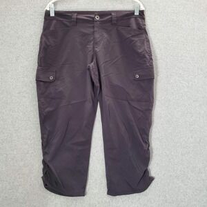 Eddie Bauer Women Pants 8 Black Cropped Cargo Travex Outdoor Hiking Pockets